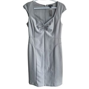 Jacob NWT Grey Sheath Dress Size 8 Flattering Zip Up V-Neckline Pencil Dress